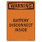 Signmission Safety Sign, OSHA WARNING, 7" Height, Battery Disconnect Inside, Portrait OS-WS-D-57-V-13610 - alternate 1
